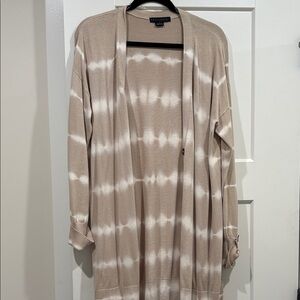 Sanctuary Beige and White Tie-Dye Open Cardigan